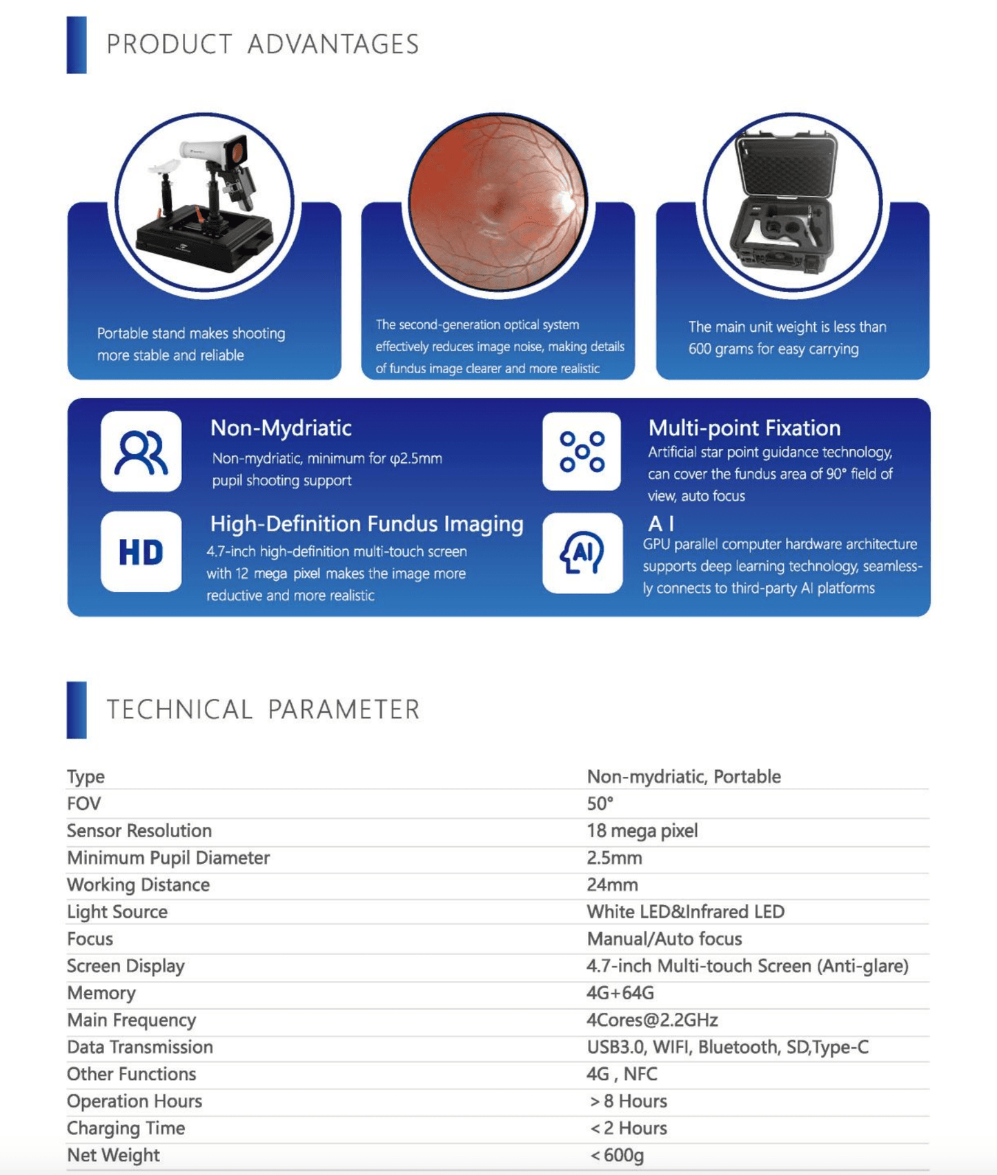 OcuRx Fundus Camera handheld portable retinal imaging device for eye care professionals