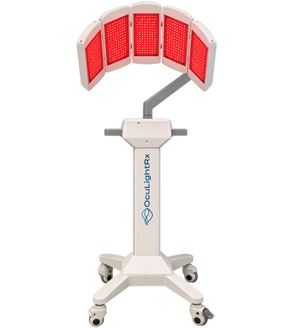 OcuLightRx LLLT device front view with red light panels